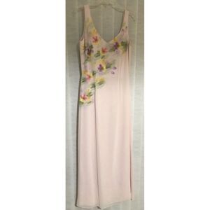 Rare Womens Cassandra Stone Formal Gown Dress Pink Sheer Floral Beaded Size 6‎